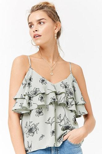 Forever21 Open-shoulder Ruffle Cami Top
