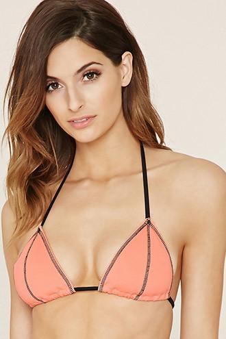 Forever21 Women's  Topstitched Triangle Bikini Top