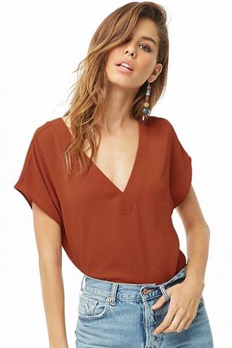 Forever21 Crepe V-neck Top