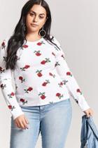 Forever21 Plus Size Waffle Knit Rose Print Tee