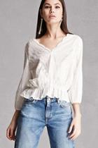 Forever21 Embroidered Eyelet Peplum Top