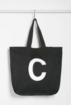 Forever21 Initial Graphic Oversized Tote (black/white)