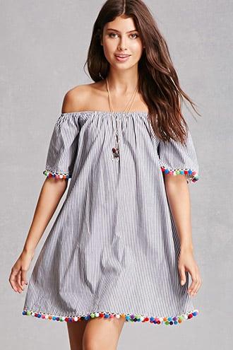 Forever21 Pom Pom Off-the-shoulder Dress