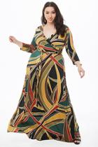 Forever21 Plus Size Multicolor Abstract Surplice Maxi Dress