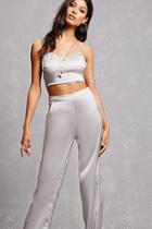 Forever21 Satin Cropped Cami & Pant Set