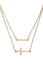 Forever21 Gold Layered Cross Pendant Necklace