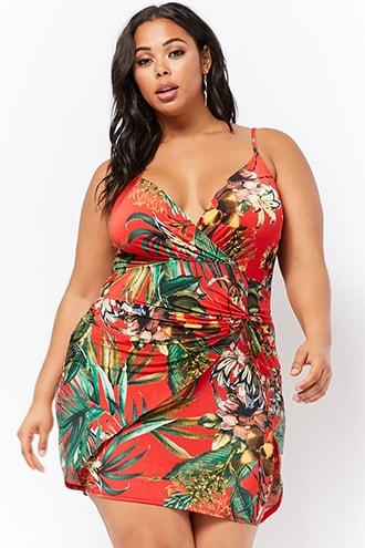 Forever21 Plus Size Mock Wrap Twist-front Mini Dress