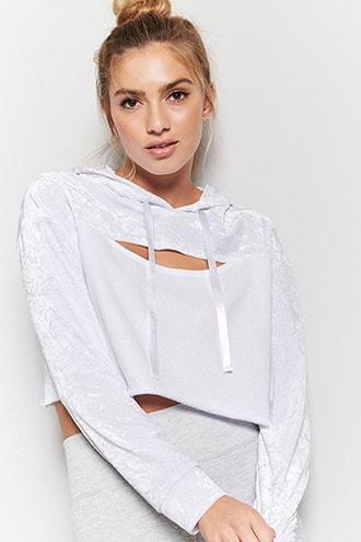 Forever21 Active Velvet Cutout Hoodie
