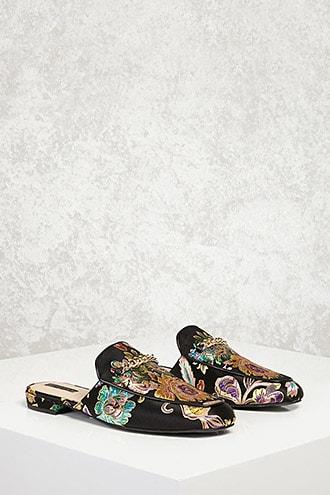 Forever21 Brocade Floral Loafer Mules