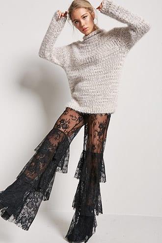 Forever21 Sheer Lace Flare Pants