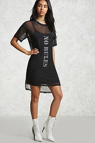 Forever21 No Rules Mesh T-shirt Dress