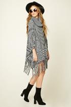 Forever21 Women's  Fringed Abstract Poncho