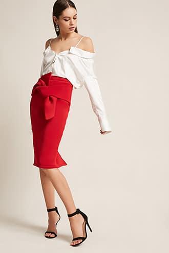 Forever21 Scuba-knittwist-front Skirt