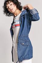Forever21 Chambray Longline Button-front Jacket