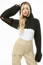 Forever21 Chunky Knit Cropped Hoodie