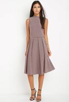 Love21 Women's  Contemporary Micro-grid Pleated A-line Skirt (burgundy/cream)