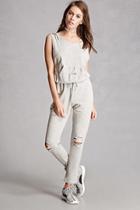 Forever21 Distressed French Terry Jumpsuit
