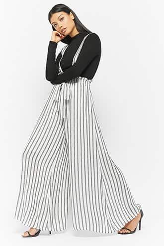 Forever21 Striped Suspender Jumpsuit
