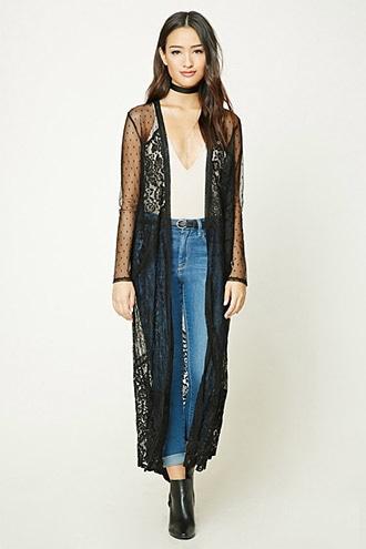 Forever21 Longline Lace Cardigan