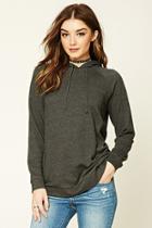 Forever21 Women's  Charcoal French Terry Longline Hoodie