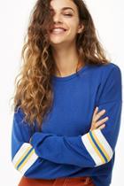 Forever21 Striped-trim Drop-shoulder Pullover