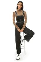 Forever21 Contrast-topstitched Wide-leg Overalls