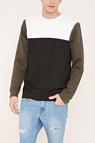 21 Men Men's  Zippered Colorblock Sweatshirt