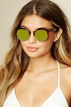 Forever21 Brown & Green Mirrored Cat Eye Sunglasses