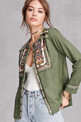 Forever21 Cherry Paris Faux Suede Jacket