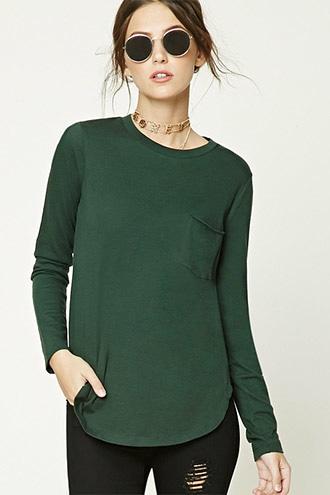Forever21 Women's  Foliage Basic Longline Top