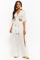 Forever21 Striped Tie-front Top & Wide-leg Pants Set