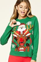 Forever21 Santa And Reindeer Sweater