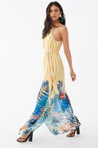 Forever21 Striped Tropical Print Maxi Dress