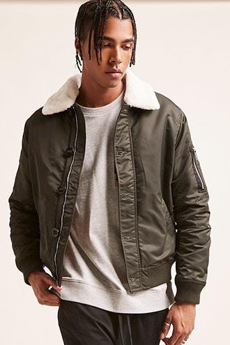 Forever21 Faux Fur-trim Bomber Jacket