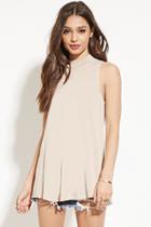Forever21 Women's  Taupe Mock Neck Top