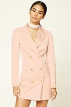Forever21 Women's  Blush Double-breasted Satin Jacket
