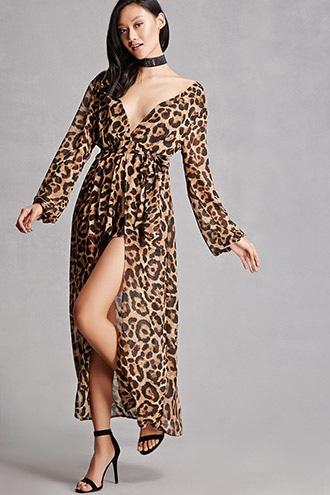 Forever21 Reverse Leopard Maxi Romper