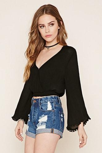 Forever21 Tassel-trim Cutout Surplice Top