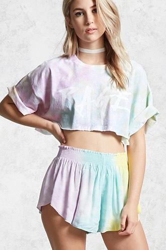 Forever21 Tie-dye Ombre Smock Shorts