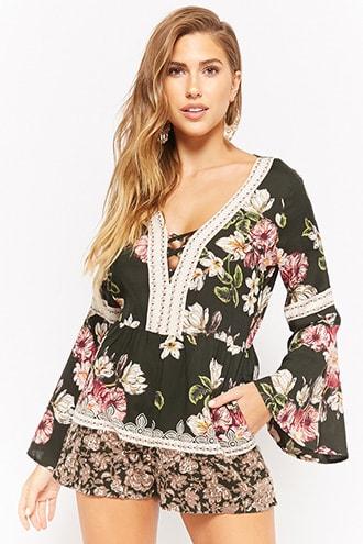 Forever21 Floral V-neck Romper