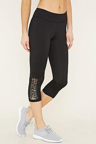 Forever21 Women's Active Laser-cut Capri Leggings