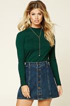 Forever21 Women's  Green High Neck Sweater Top