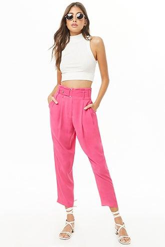 Forever21 Solid Paperbag Pants