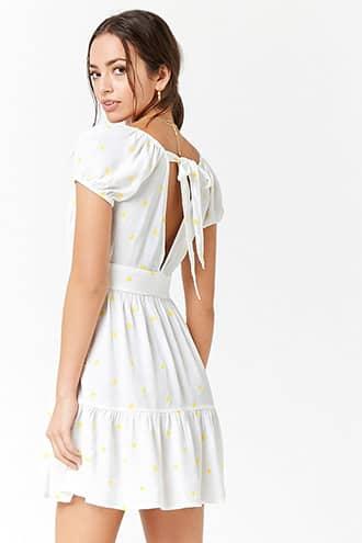 Forever21 Embroidered Flower Tie-back Dress
