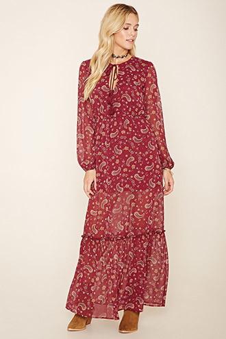 Forever21 Women's  Paisley Print Maxi Dress