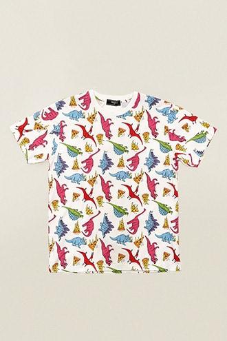 Forever21 Pizza & Dinosaurs Graphic Tee