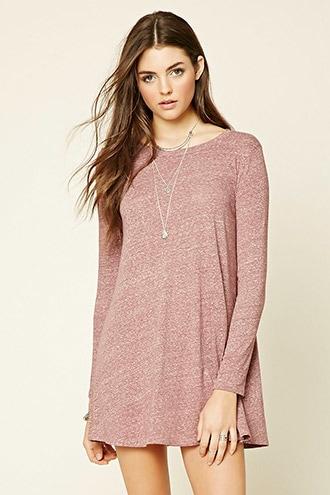 Forever21 Women's  Red Heathered Shift Dress