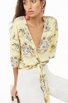 Forever21 Floral Tie-front Chiffon Top