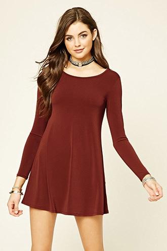Forever21 Women's  Rust Scoop-back Swing Dress