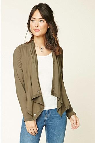 Forever21 Women's  Drape-front Shawl Collar Jacket